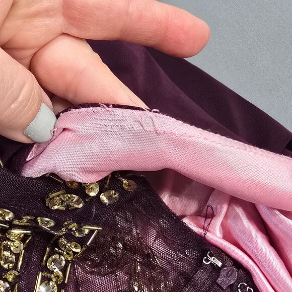 Betsy Adam Purple Formal Maxi Dress Beaded Sleeveless Padded Zip Women's Size 12 - Picture 12 of 15